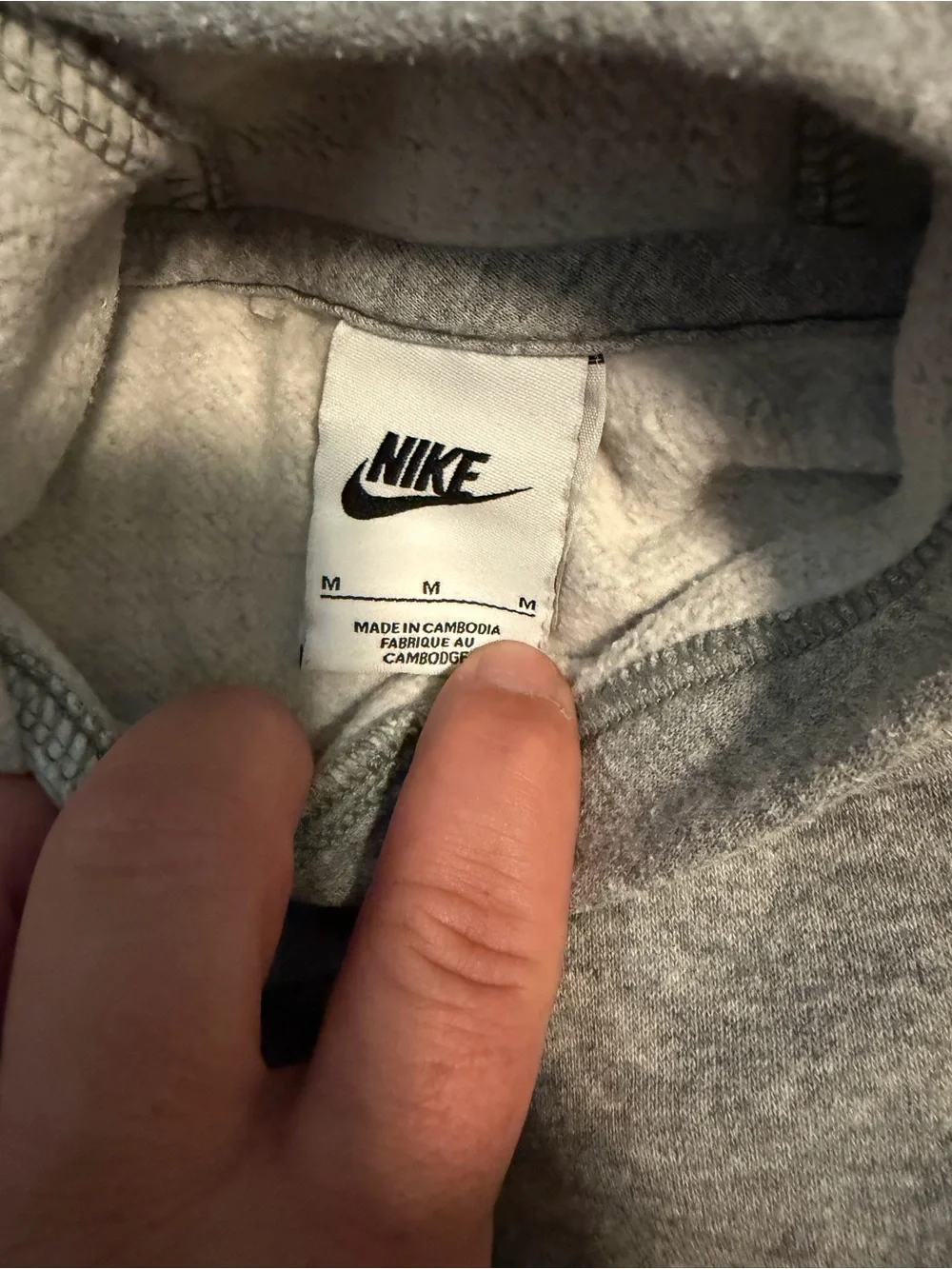 Nike boy’s Grey Crewneck Hoodie with Small White Logo